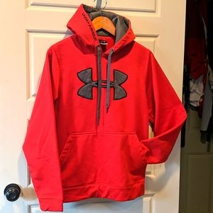 Under Armour logo red/gray fleece hoodie